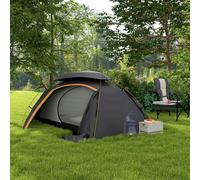 Outsunny 1-2 Man Camping Tent, Dome Tent with Removable Rainfly and Aluminium Frame, 2000mm Waterproof, Portable with Bag, for Fishing Hiking Festival, Dark Grey