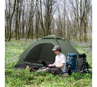OUTSUNNY Camping Tent for 2 Person Dome Tent w/ Storage Pocket in Green Outsunny Green
