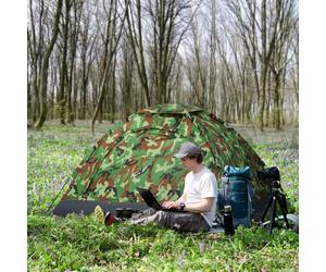 Outsunny Camping Tent for 2 Person Dome Tent w/ Storage Pocket Multicoloured