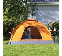 Outsunny 2 Person Camping Tent, Dome Tent with Zipped Doors, Storage Pocket, Portable Handy Bag, Orange