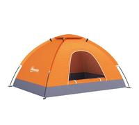 Outsunny Camping Tent for 2 Person Dome Tent w/ Storage Pocket Orange