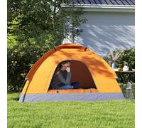 Outsunny 2 Person Camping Tent, Dome Tent with Zipped Doors, Storage Pocket, Portable Handy Bag, Orange