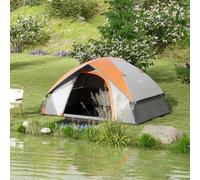 OUTSUNNY Camping Tent for 2 Person with Sewn-in Groundsheet, 3000mm Waterproof in Orange Outsunny Orange