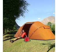 OUTSUNNY Camping Tent Hiking Shelter Backpacking Tent Spacious Sturdy Stable in Orange Outsunny Orange