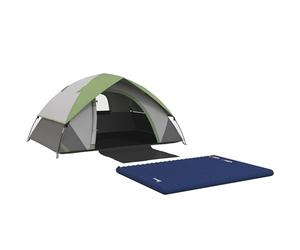 Outsunny Camping Tent with Inflatable Mattress, 2-3 Person Dome Tent with Air Bed and Sewn-in Groundsheet, Portable 3000mm Waterproof Tent with Carry Bag and Hook, for Fishing Hiking