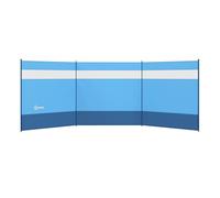 Outsunny Camping Windbreak 4 Pole for Beach Caravan 440 x 140cm Blue