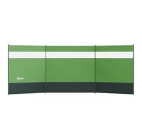 Outsunny Camping Windbreak, 4 Pole Windbreaker Blocker with Clear Windows, Carry Bag and Steel Poles, for Beach Caravan Campervan, 440 x 140cm, Army Green