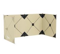 Outsunny Camping Windbreak, Pop Up Hub Frame Windbreaker Blocker with Guy Ropes, Ground Pegs and Carry Bag, for Beach, Caravan, Outdoor, 480 x 120 cm, Khaki