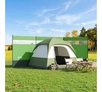 Outsunny Camping Windbreaks with Clear Windows and Carry Bag - 10 ground stakes, 6 guy ropes - Green - 440L x 140Hcm