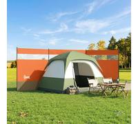 Outsunny Camping Windbreaks with Clear Windows and Carry Bag - 10 ground stakes, 6 guy ropes - Orange - 440L x 140Hcm