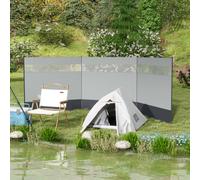 Outsunny Camping Windbreaks with Clear Windows and Carry Bag, 440 x 140cm, Grey