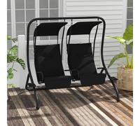 OUTSUNNY Canopy Swing 2 Separate Relax Chairs w/ Handrails, Cup Holders in Black | Size: 2 Seater Outsunny Black 2 Seater