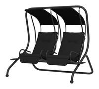 Outsunny Canopy Swing 2 Separate Relax Chairs W/ Handrails, Cup Holders