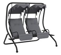 Outsunny Canopy Swing Chair Modern Garden Swing Seat Outdoor Relax Chairs w/ 2 Separate Chairs, Cushions and Removable Shade Canopy, Grey