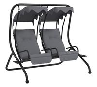 Outsunny Canopy Swing Chair Modern Garden Swing Seat Outdoor Relax Chairs w/ 2 Separate Chairs, Cushions and Removable Shade Canopy, Grey Aosom UK