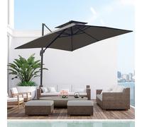 Outsunny Cantilever Parasol 360 Degree Rotation Angle Adjustment Outdoor Market Garden Umbrella - Dark Grey
