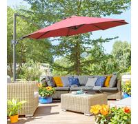 Outsunny Cantilever Roma Parasol 360 Rotation w/ Hand Crank & Base, Wine Red