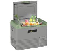 Outsunny 40L Car Refrigerator, Portable Compressor Car Fridge Freezer, Electric Cooler Box with 12/24V DC and 110-240V AC for Camping, Driving, Picnic, Down to -20℃, Light Green and Grey