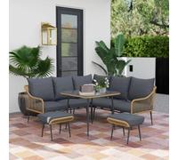 Outsunny Cassa Six-Piece Rattan Outdoor Garden Sofa Set - Light Brown