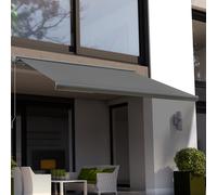 OUTSUNNY Cassette Electric Manual Awning Door Window Retractable Canopy w/ Remote in Pale Grey Outsunny Pale Grey