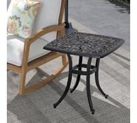 Outsunny Cast Aluminium Bistro Table with Umbrella Hole, Bronze Tone, Brown