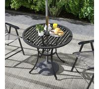 Outsunny Cast Aluminium Bistro Table with Umbrella Hole for Balcony, Black