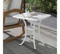 Outsunny Cast Aluminium Bistro Table with Umbrella Hole, White, White