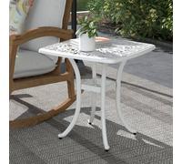 Outsunny Cast Aluminium Bistro Table with Umbrella Hole, White, White