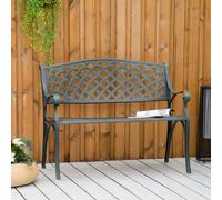 Outsunny Cast Aluminium Garden Bench 2 Seater Antique Park Loveseat, Bronze