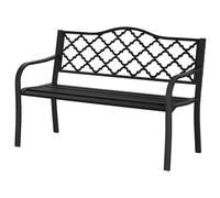 Outsunny 2-Seater Garden Bench Cast Iron Patio Antique Loveseat W/ Armrest