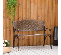 OUTSUNNY Cast Aluminium Garden Bench 2 Seater Antique Park Loveseat, Verdigris in Bronze Outsunny Bronze