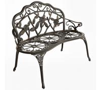 Outsunny Cast Aluminium Garden Bench, Outdoor Patio Loveseat Chair in Bronze Finish, Rust Resistant Weatherproof Metal for Garden & Porch Aosom UK