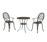 Outsunny 3PCs Bistro Set, Aluminium Garden Table and Chairs Bronze Tone