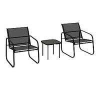 OutSunny Chair Table Set Steel Black Outdoor