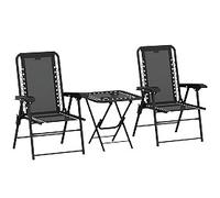 OutSunny Chair Table Set Steel Black Outdoor