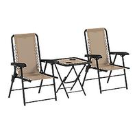 OutSunny Chair Table Set Steel Khaki Outdoor