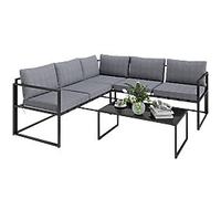 OutSunny Chair Table Set Steel, PL (Polyester), Tempered Glass Grey Outdoor