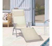 OUTSUNNY Chaise Lounge Chair Folding Pool Beach Adjustable Patio Furniture in Beige Outsunny Beige