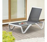 Outsunny Chaise Patio Lounge with 5-Level Adjustable Back Green - Grey - Aluminum, Plastic, Texteline - 170cm x 67.5cm x 95cm