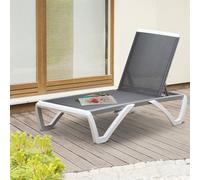 Outsunny Chaise Patio Lounge With 5-Level Adjustable Back Wheels Texteline Grey