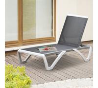 Outsunny Chaise Patio Lounge With 5-Level Adjustable Back Wheels Texteline In Grey Grey