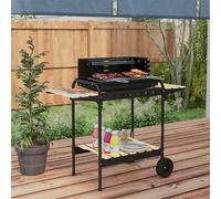OUTSUNNY Charcoal Barbecue BBQ Grill Trolley W/ 5-level Grill Height Ash Catcher in Black Outsunny Black