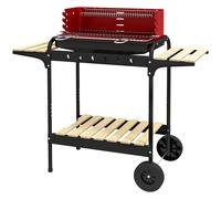 Outsunny Charcoal Barbecue Grill with Adjustable Grill Height, Portable BBQ Trolley with Ash Catcher and Wheels for Outdoor Garden Party Cooking, Red