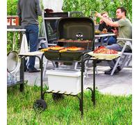 OUTSUNNY Charcoal Barbecue Grill Portable BBQ with Lockable Lid, Vent in Black Outsunny Black