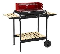 Outsunny Charcoal Barbecue Grill with Adjustable Grill Height Red | Portable BBQ Trolley, Ash Catcher, Wheels, Outdoor Garden Party Cooking