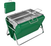Outsunny Charcoal BBQ Grill Portable Stainless Steel Barbecue with Tilting Grate for Camping Picnic Garden Dark Green