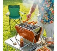 Outsunny Charcoal BBQ Grill Portable with Tilting Grate - Charcoal Grill - Orange - 40 x 28 x 25.5 cm