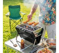 Outsunny Portable BBQ Grill, Folding Charcoal Barbecue Grill with Handle and Foldable Legs for Camping Garden Outdoor Cooking, Black