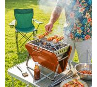 Outsunny Portable BBQ Grill Folding Charcoal Barbecue Grill Orange
