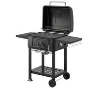 Outsunny Charcoal BBQ Grill with Adjustable Charcoal Pan, Large Barbecue Grill Smoker with Side Tables, Temperature for Outdoor